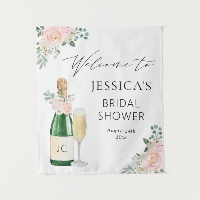 Tapete De Parede Letreiro de Boas-Vindas Petalas & Prosecco Champag (Frente)