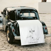 Letreiro de Carro de Casamento Monograma Recém-Cas
