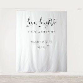 Tapete De Parede Letreiro de Casamento Amor, Riso e Feliz para Semp