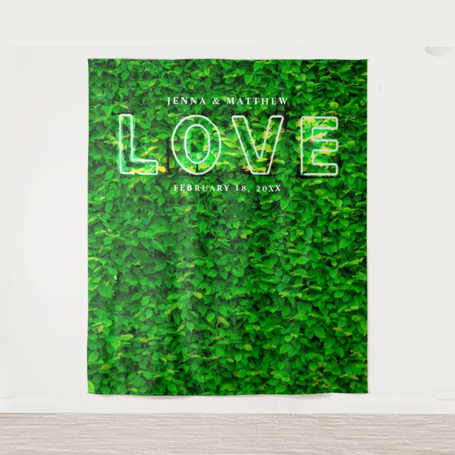 Tapete De Parede Letreiro de Neon Verde "Green Wall Love" para Fund (Frente)