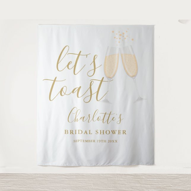 Tapete De Parede Let's Toast Bridal Shower Gold Backdrop (Frente)