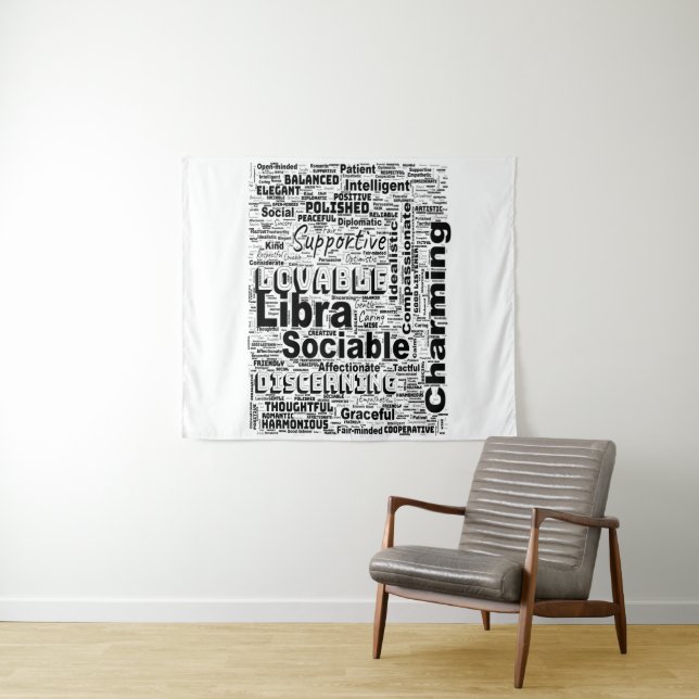 Tapete De Parede Libra Zodiac Word Cloud Inspiração (In Situ (Horizontal))