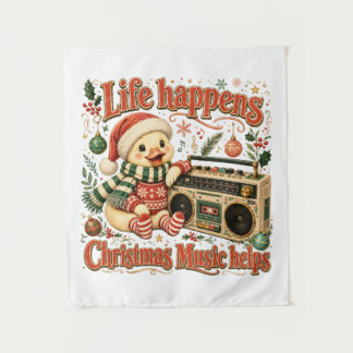 Tapete De Parede Life Happens Christmas Music Helps