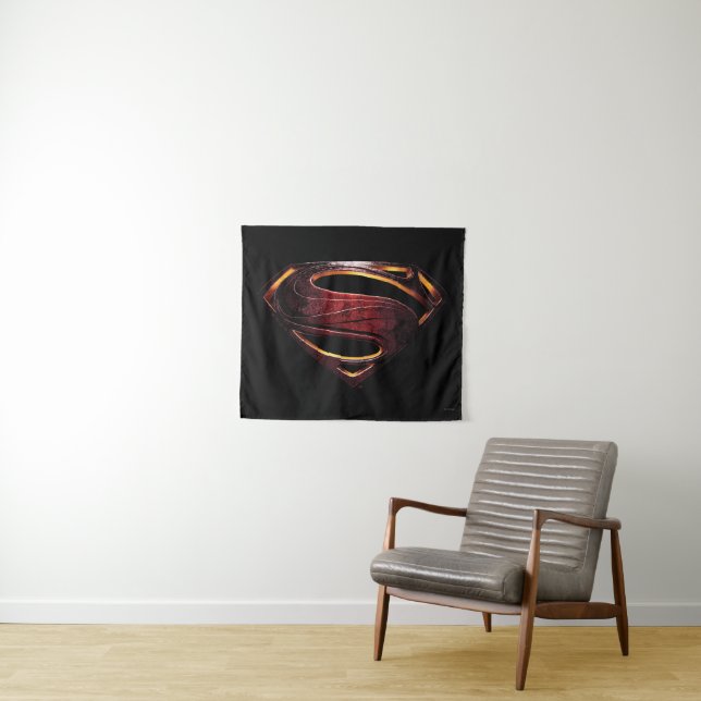 Tapete De Parede Liga da Justiça | Símbolo Superman Metálico (In Situ (Horizontal))
