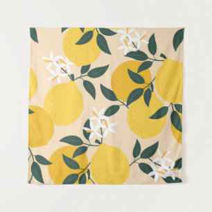 Tapete De Parede Limão Vintage: Textura de Fruta sem costura.