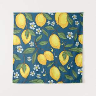 Tapete De Parede Limões Amarelos: Padrão de Fruta Tropical.