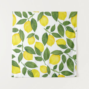 Tapete De Parede Limões de Aquarela: Padrão de Fruta de Verão