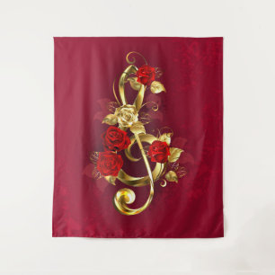 Tapete De Parede Limpeza de ouro com Flores Rosa