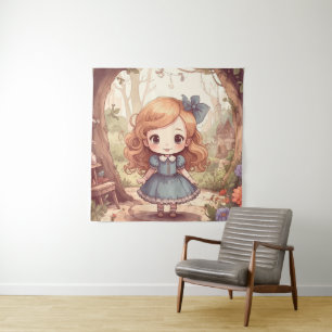 Tapete De Parede Linda Arte Florestal das Aventuras da Alice no Paí