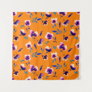 Tapete De Parede Linda coloração aquosa, papoila, flores violeta