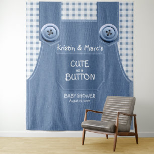 Tapete De Parede Lindo como um botão azul jeans baby shower