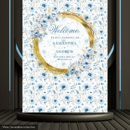 Tapete De Parede Lindo Estandarte de Casamento Boho Pastel Azul Dou