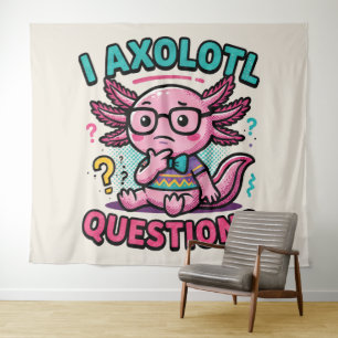 Tapete De Parede Lindo Eu Perguntas de Axolote nerd asteca com ócul