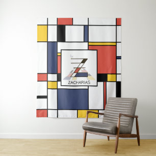Tapete De Parede Lindo Monograma de Arte Neoplasticista. Letra Z