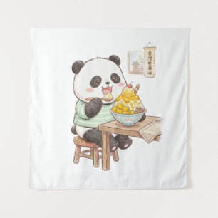 Tapete De Parede Lindo Panda Comendo Sorvete de Manga Taiwanesa
