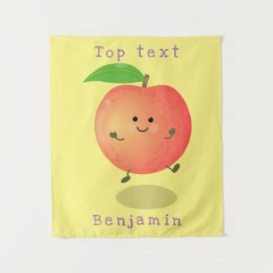 Tapete De Parede Lindo pêssego amarelo feliz desenho animado