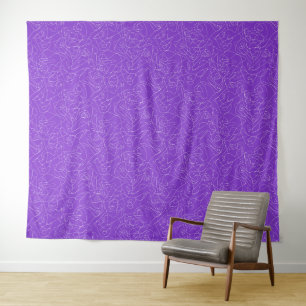 Tapete De Parede linhas curvas abstratas brancas em um fundo roxo