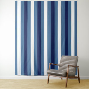 Tapete De Parede Listras Náuticas Azul Naval Azul Fumê Branco Cresp
