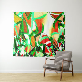 Tapete De Parede Listras verdes na imagem vermelha laranja com garo