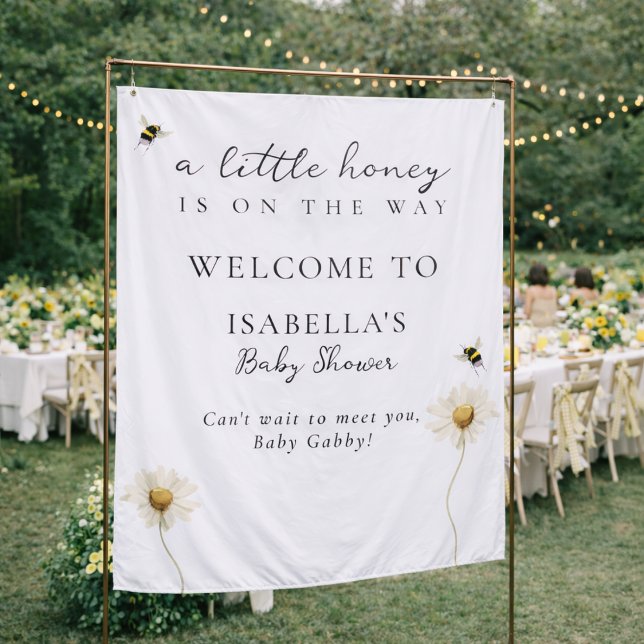 Tapete De Parede Little Honey Bee Baby Shower Fabric Welcome Sign (Criador carregado)