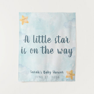 Tapete De Parede Little Star Blue Sky Clouds Baby Shower Backdrop