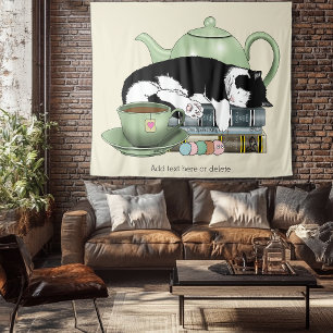 Tapete De Parede Livros Aconchegantes Gato Smoking Chá Adorável Cha