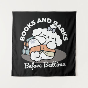 Tapete De Parede Livros e Latidos - Design de Leitura de Cachorro S