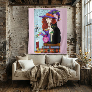 Tapete De Parede Livros Gatos Poções de Bruxas