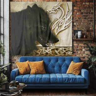 Tapete De Parede Lobo Negro Celta