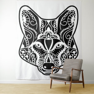 Tapete De Parede Lobo Tribal