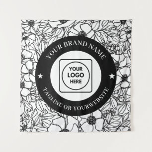 Tapete De Parede Logotipo de Arte de Linha Moderna Texto Personaliz