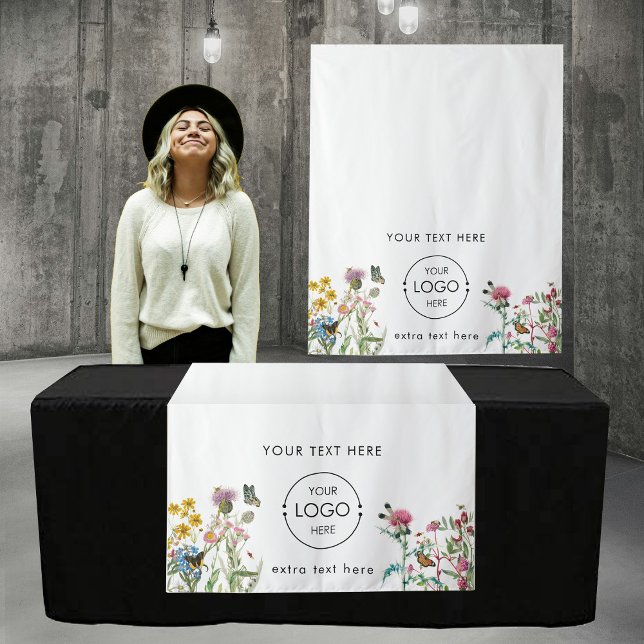 Tapete De Parede Logotipo de jardinagem Pop Comprar Mesa Runner Sig (Gardening Logo Pop Up Shop Table Runner Sign Tapestry)