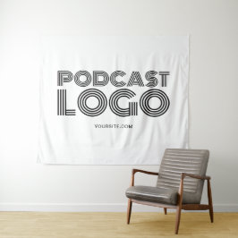 Tapete De Parede Logotipo de Podcast Moderno Branco e Preto