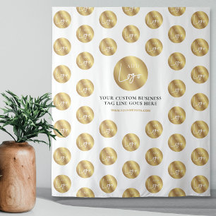 Tapete De Parede Logotipo Empresarial Step & Repeat Efeito Dourado 