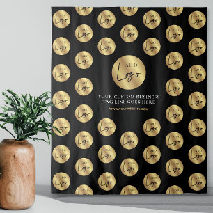 Tapete De Parede Logotipo Empresarial Step & Repeat Preto Dourado C