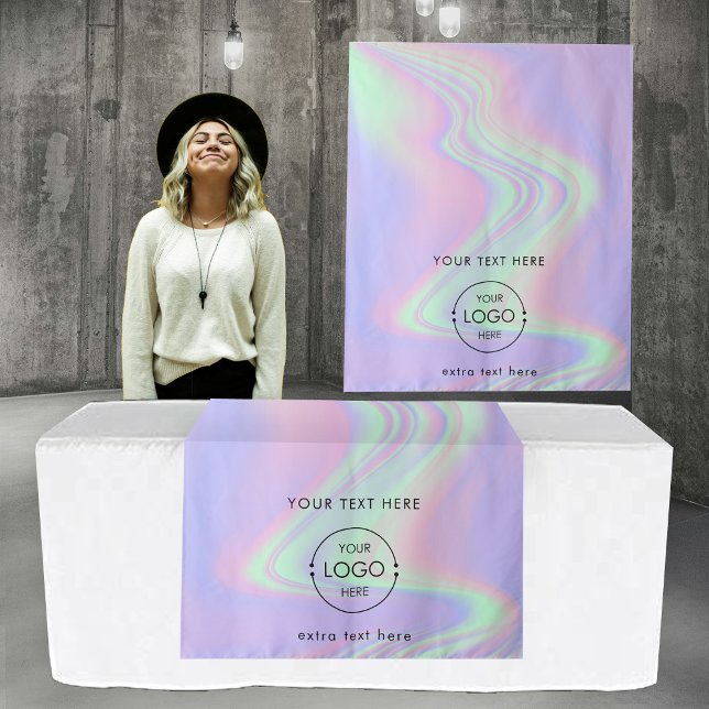 Tapete De Parede Logotipo Holográfico do Banner do Mesa-Up (Pop Up Shop Table Runner Banner Logo Holographic Tapestry)