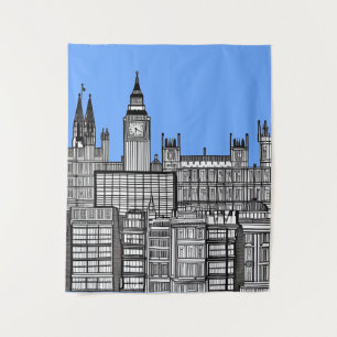 Tapete De Parede London Cityscape Black and White