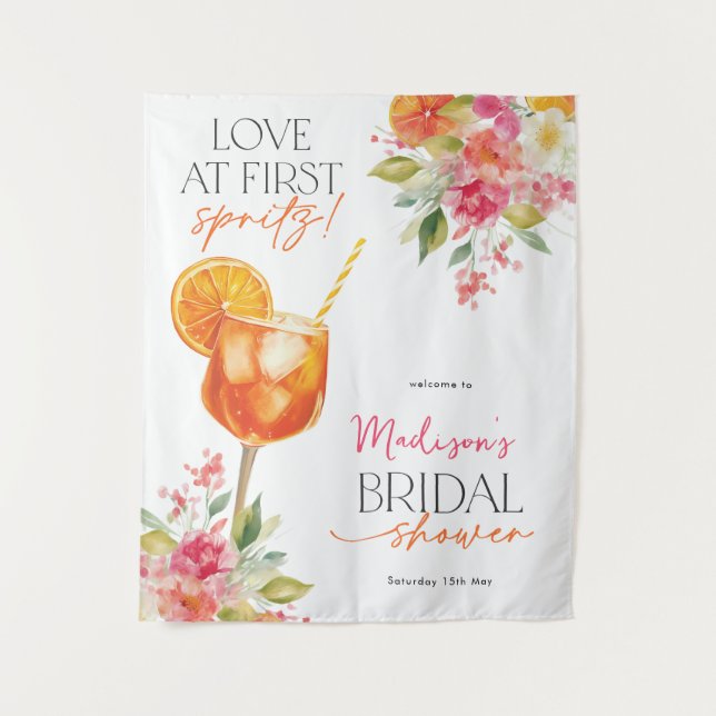 Tapete De Parede Love at First Spritz Bridal Shower Backdrop Sign (Frente)