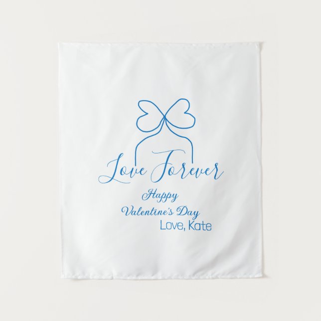 Tapete De Parede Love Forever blue bow happy Valentine's day name d (Frente)