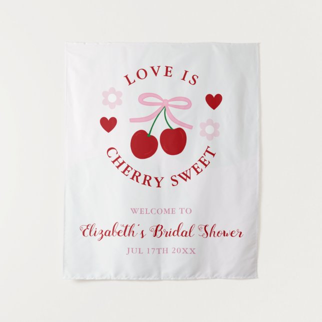 Tapete De Parede Love Is Cherry Sweet Bridal Shower (Frente)