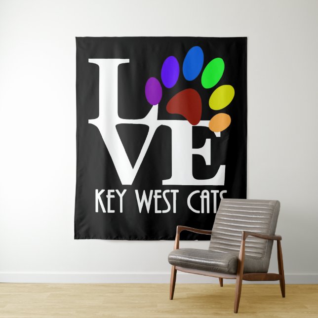 Tapete De Parede LOVE Key West Cats (texto branco) (In Situ)