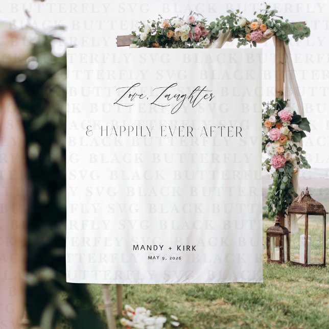 Tapete De Parede Love Laughter Happily Ever After Wedding Backdrop (love laughter & happily ever after wedding backdrop banner)