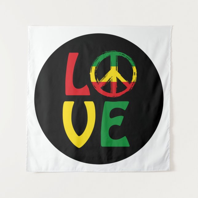 Tapete De Parede LOVE Reggae com símbolo de paz (Frente)