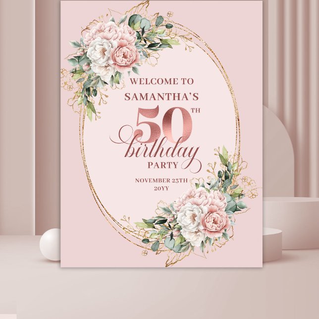 Tapete De Parede Lovely Rose Gold Greenery 50th Birthday Celebrate (Lovely Rose Gold Greenery 50th Birthday Celebration Backdrop

)