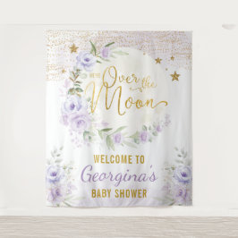 Tapete De Parede Lua Bonita Estrelas Flores Roxas Bem-vinda Menina 