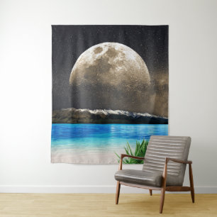 Tapete De Parede Lua E Praia