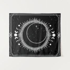 Tapete De Parede Lua e Sol Bonito com Estrelas Preto e Branco