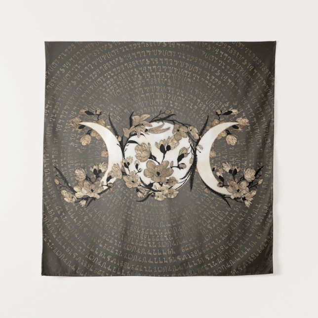 Tapete De Parede Lua tripla - Deusa - Flor Ouro (Frente)