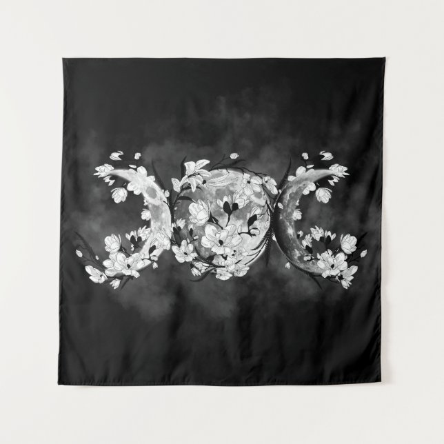 Tapete De Parede Lua tripla - Flor branco (Frente)