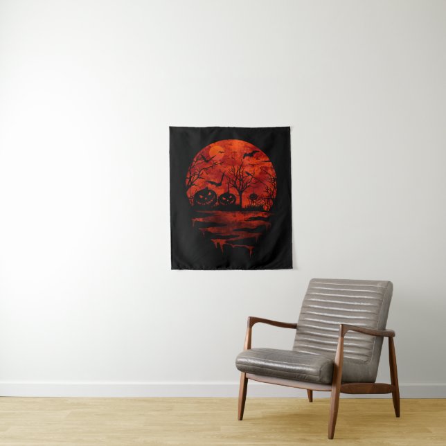 TAPETE DE PAREDE LUA VERMELHA ASSUSTADORA DE HALLOWEEN (In Situ)